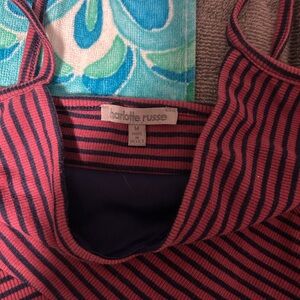 Charlotte Russe Pink and Navy Striped Camisole